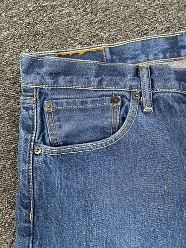 Levis 501 Button Fly Blue Denim Men's Jeans Straight Leg Regular Fit Size 36x32 - Picture 5 of 24