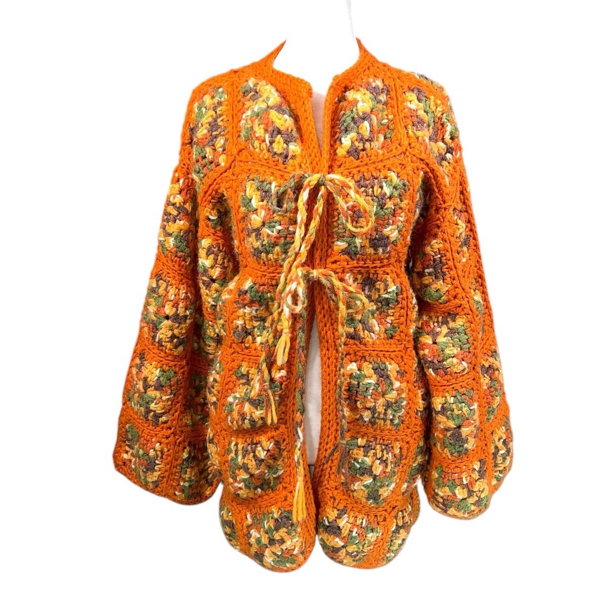 VTG GRANNY SQUARE PATCHWORK JACKET SWEATER HIPPIE… - image 1