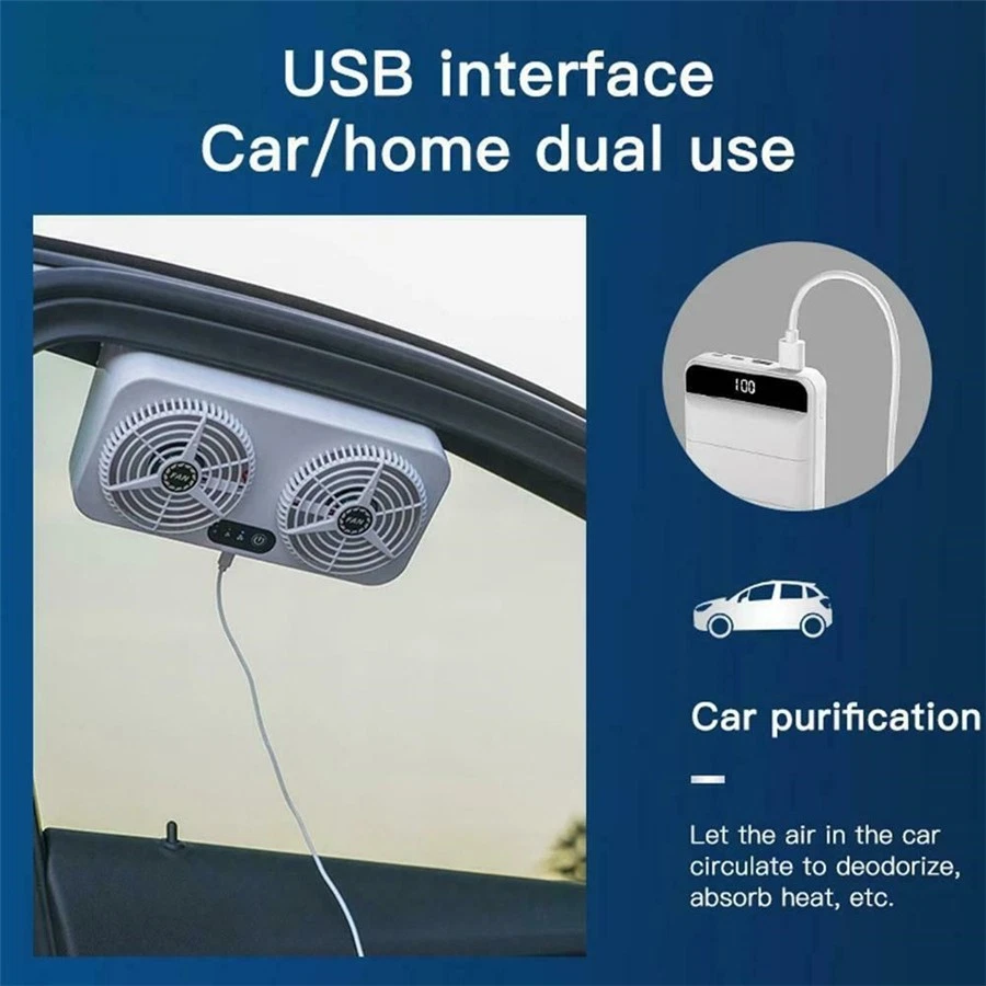 Car Home Dual Ventilation Fan USB Charging Air Circulation Cooling Tool Portable - Изображение 4 из 4