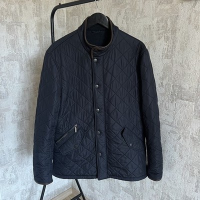Barbour Quilted Jacket Mens L Navy Diamond Quilt Lightweight Coat Full Zip