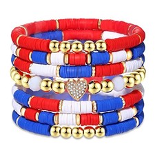 4th of July Bracelets Red White Blue Bracelets American Flag USA American-E7