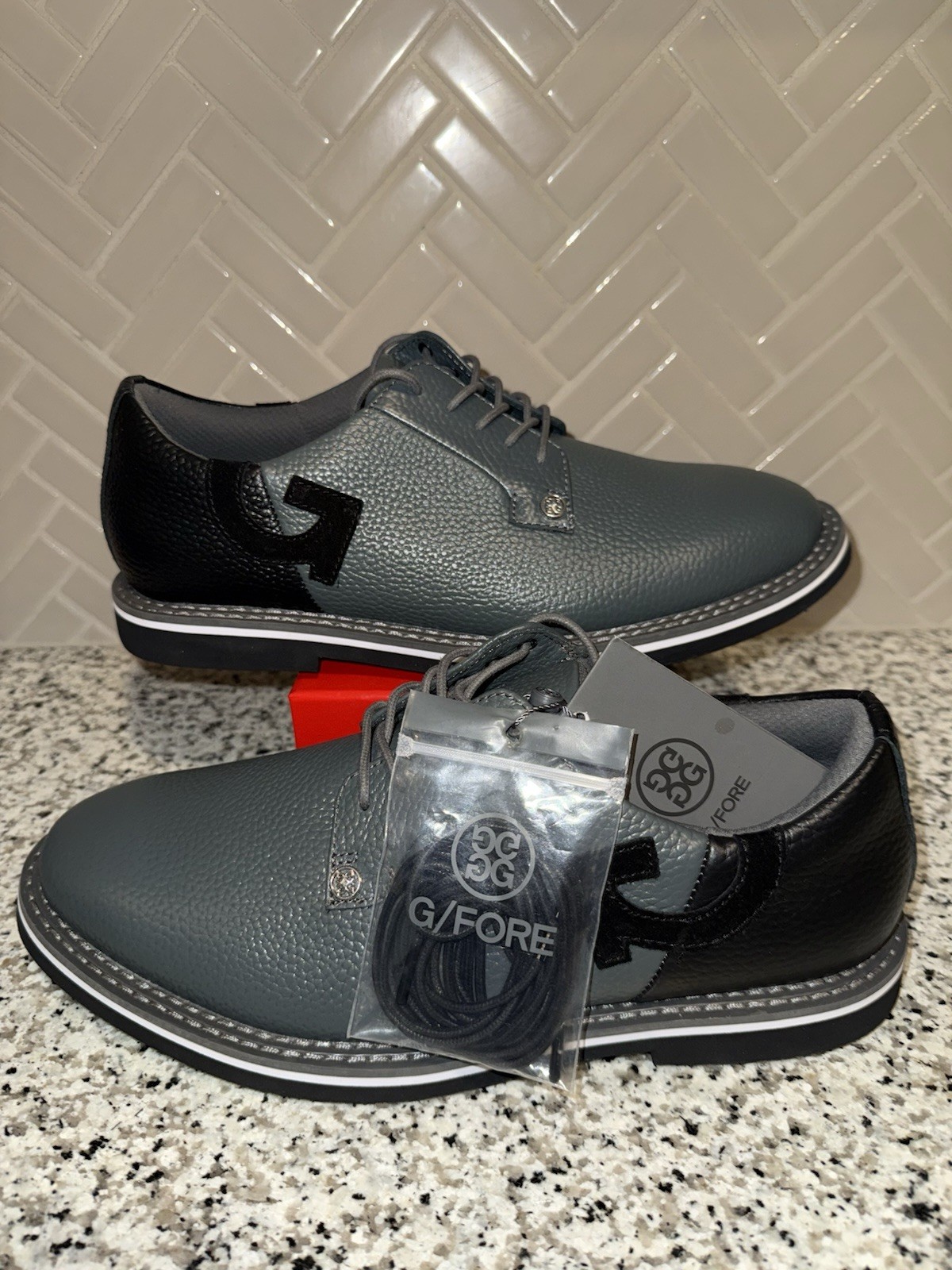 G/FORE Gallivanter Pebble Leather Two-Tone Golf Shoes Mens Size 9.5 Charcoal