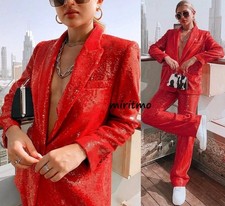 A143 ZARA LIMITED EDITION BLAZER SPARKLY RED SEQUINS JACKET COAT SMALL - S