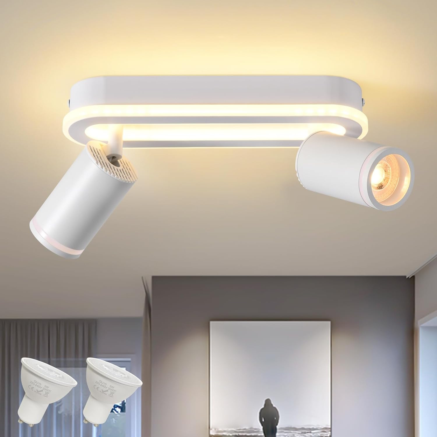 Faretti Da Soffitto Orientabili Interno LED 2 Luce,Faretti Da Parete Con Inferio