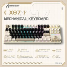 ATTACK SHARK X87 Wireless Tri-Mode Mechanical Gaming Keyboard Hot Swappable RGB 24