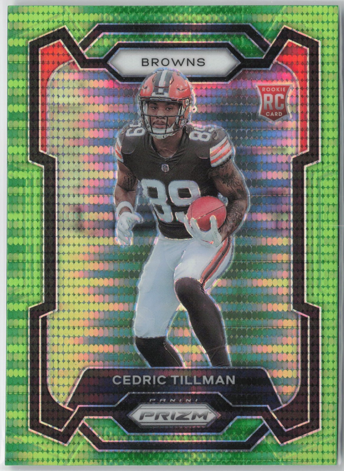 2023 Panini Prizm #321 Cedric Tillman Neon Green Pulsar RC
