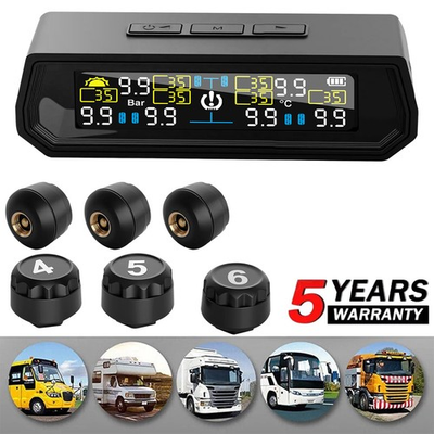 #ad #ad RV Tire Pressure Monitoring System Real Time Solar Trailer TPMS 6 Sensors $39.98