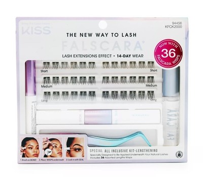 Kiss Falscara Lash Extension Kit, 36 Count #94456, All Inclusive Kit-Lengthening