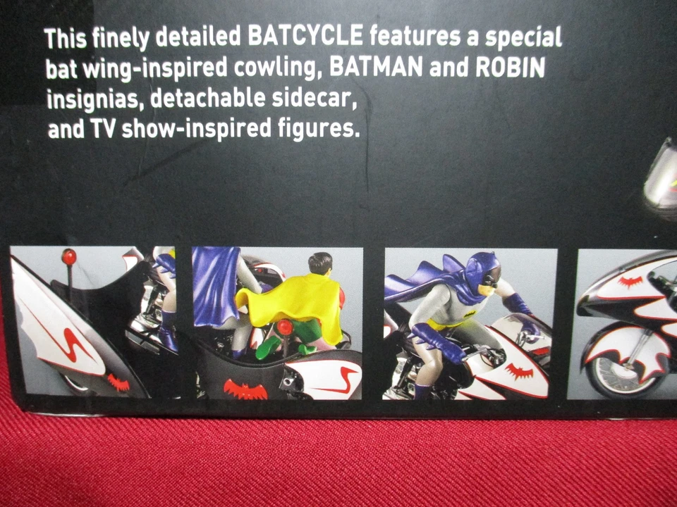 1:12 Batcycle 1966 Batman +Robin Figures Hot Wheels Elite Classic TV Series 1:18 - Image 3 of 4
