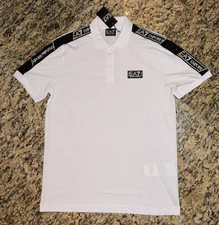 EMPORIO ARMANI $125 Polo Shirt White EA7 Logo AUTHENTIC NEW Sizes M
