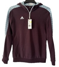 NWT Adidas Women s Tiro Hoodie Zip Up Jacket Maroon/ Light Blue Accents Sz Sm