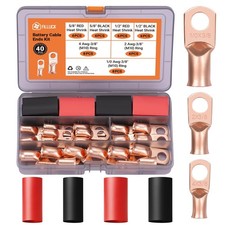 40pcs Battery Cable Ends Kit,1/0 AWG 2 AWG 4 AWG Copper Lugs,0 Gauge 00 Gauge...