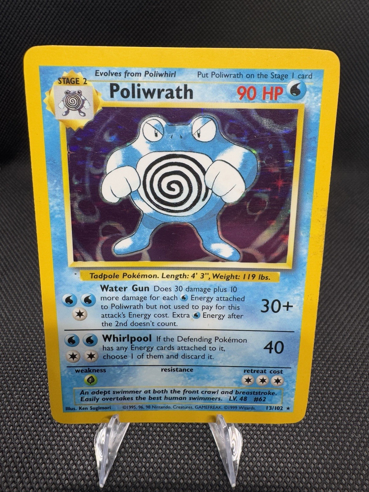 Poliwrath 13/102. 90HP. Stage 2. Year 1999 Wizards Lightly Used Pokémon card