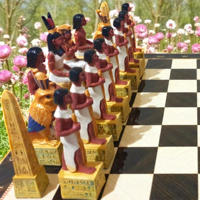 Chess Set Egypt vs Roman 14.5''   Handmade Wooden Board & Pieces, Gift  