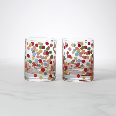 Kate Spade 893836 It's Raining Confetti Double Old Fashioned Glasses