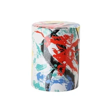 Kes Modern Abstract Ceramic Decorative Garden Stool, Multicolored