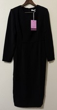 NWT Sergio Hudson x Target Medium Strong Shoulder Black Midi Dress Long Sleeve