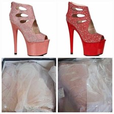Plataforma de Tacón de 7" con Estrás, Sexy Tacones Plataformas Tacones Stripper Talla 9