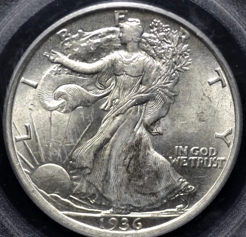 1936 WALKING LIBERTY HALF DOLLAR PCGS AU 55 ORIGINAL LOOK WITH GLASSY CARTWHEEL