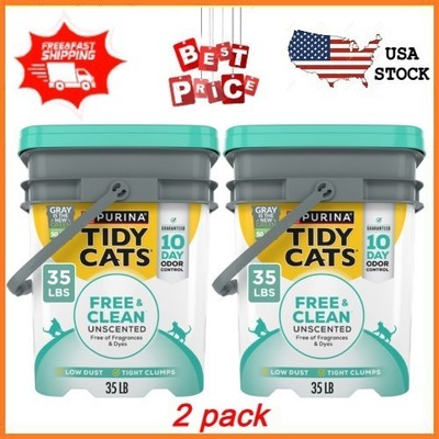 2 pack Purina Tidy Cats Free and Clean Clumping Cat Litter, Unscented, 35 lb