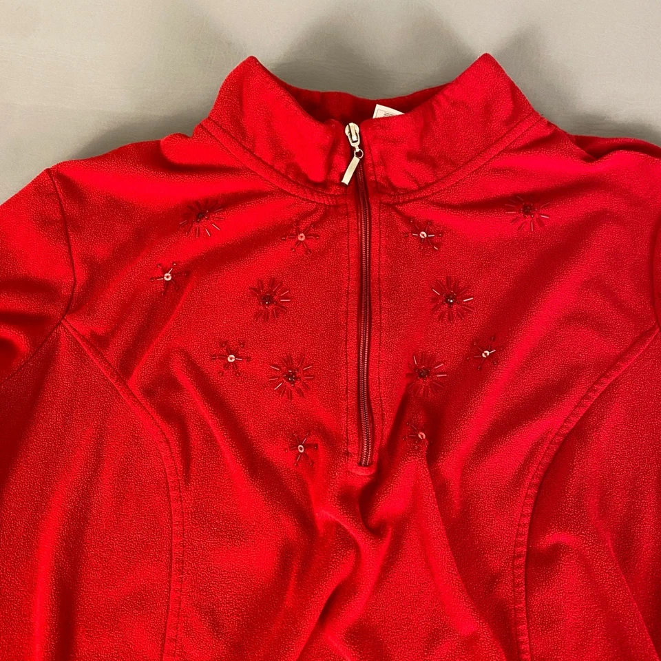 Suéter polar JMS Just My Size 1/4 cremallera para mujer talla grande 2X rojo pulóver top * Foto 2 de 4