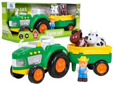 Trattore Interattivo Rimorchio Giocattolo Fattoria Animali Contadino Figure Luci Suoni Bambini