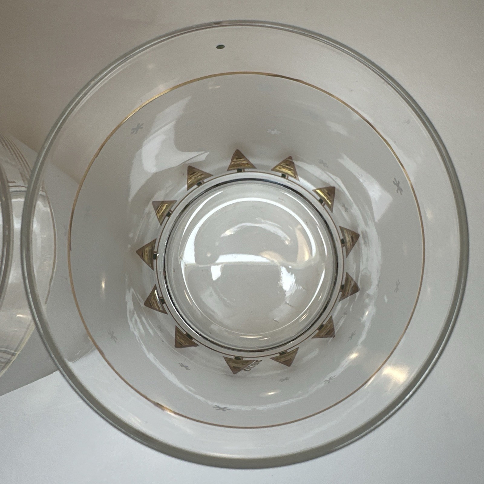 (2) Vintage Culver Double Old Fashion Frosted Gold Christmas Tree Glasses MCM