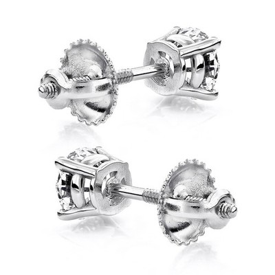 Platin Solitär runde Diamant Ohrstecker 0,25ct für Herren und Damen