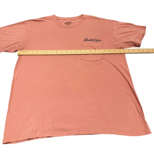 Camiseta informal Salt Life para hombre talla grande rosa polvorienta con bolsillo 100 % algodón - Imagen 5 de 6