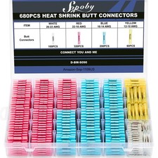 680PCS Heat Shrink Butt Connectors, Sopoby Marine Grade Electrical Wire Conne...