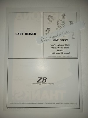 1986 June Foray, Carl Reiner, Zanuck Brown Company 9x12 Industry clipping ad