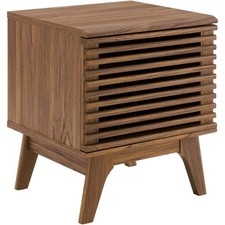 Render Mid-Century Modern 19" Vinyl Record Display Stand in Walnut, 19 Inch