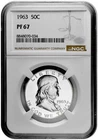 1963 50C Proof Silver Franklin Half Dollar NGC Graded PF 67 in New Holder White