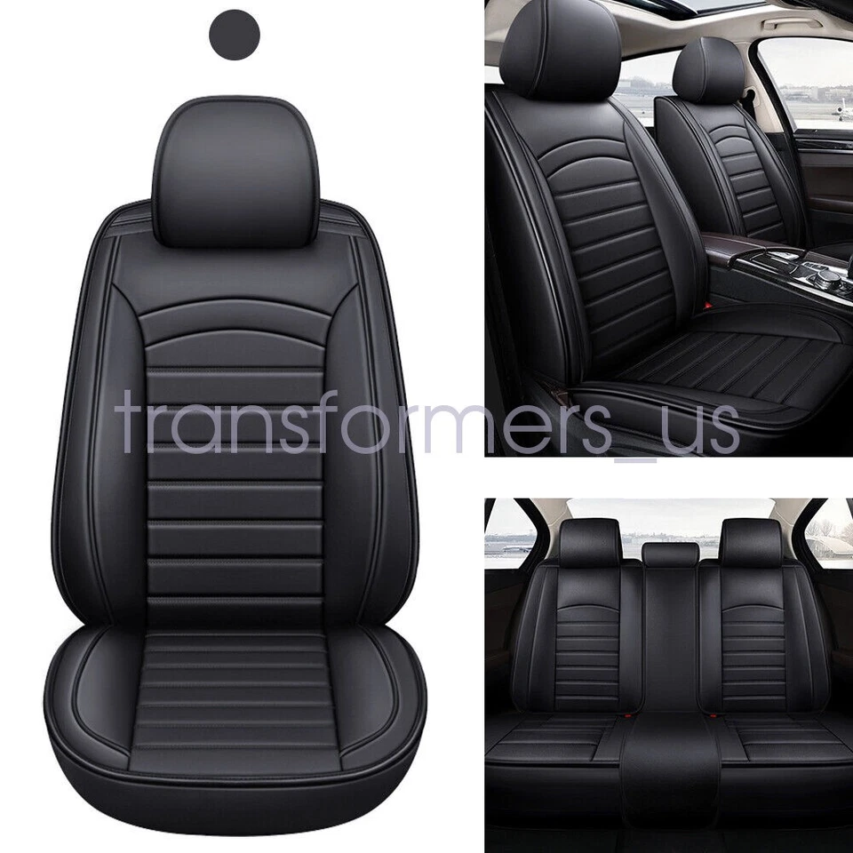 For Mercedes Benz 5-Seat Car Seat Covers Full Set Leather Front Rear Cushion Pad - Image 2 of 4