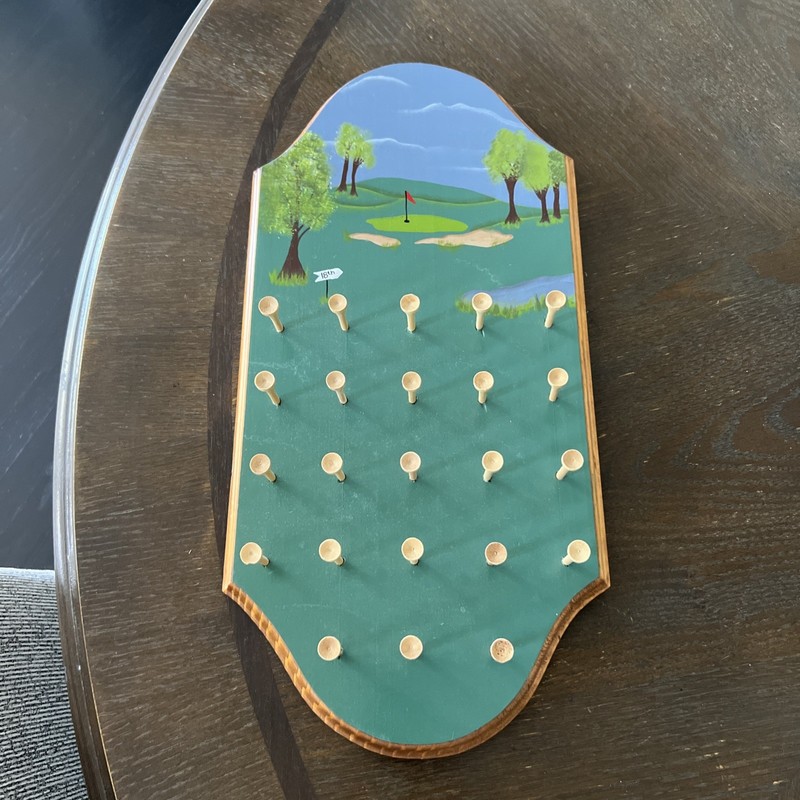 Golf Ball Display Shelf Case Wall Hanging Hand Painted Fits 18 Balls 19”x9.25”