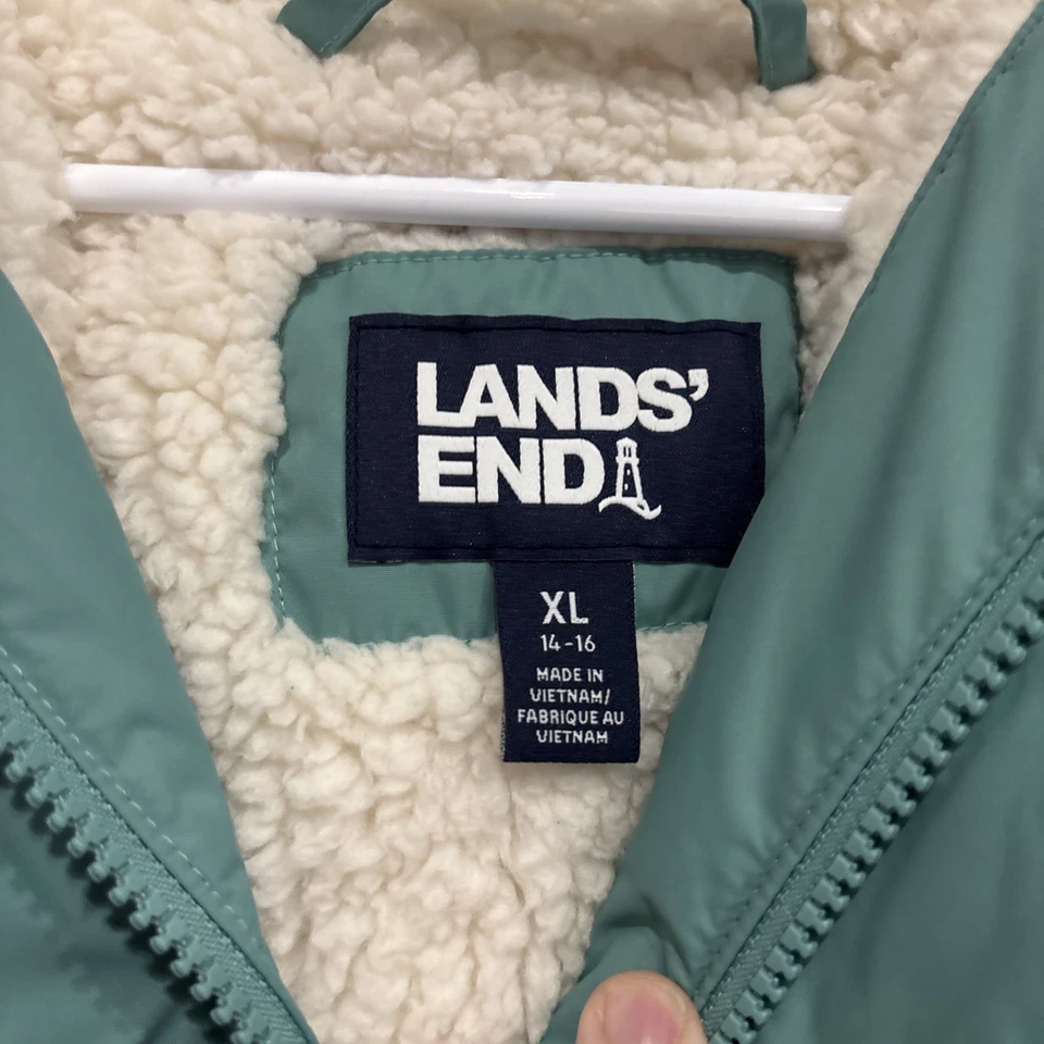 Land's End Kids Expedition Waterproof Down Parka "Grow-A-Longs" Aqua Sz XL 14-16 - Image 2 of 4