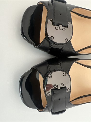 New $135 Cole Haan Air Ivette Sling Back Peep Buckle Black Leather Heels 8.5 SB - Picture 6 of 12