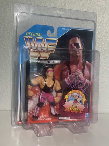 WWE WWF BRET HITMAN HART SIGNED 1992 BLUE CARD MOC...