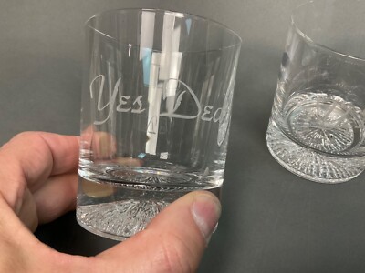 Whiskey 3 Crystal Glasses Bourbon Vodka Scotch Cocktail 8 oz ''YES DEAR'' Hi Ball