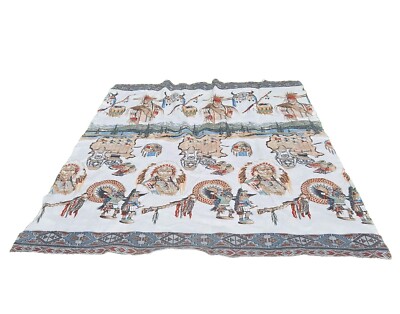 Native American Blanket Indian Najavo Poly Acrylic Knit Tapestry 86 x 74 USA