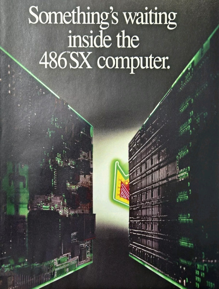 Intel i486 SX Processor Computer CPU Upgradability Vintage Print