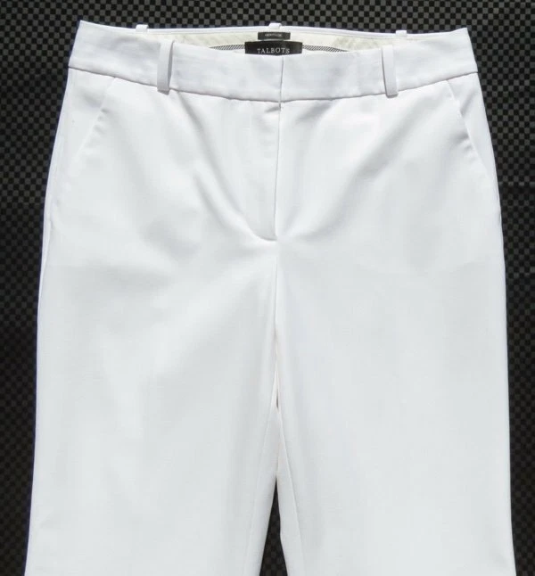 TALBOTS White HERITAGE Washable Stretch Straight Leg Trousers Pants US S 6 EUC - Image 2 of 4