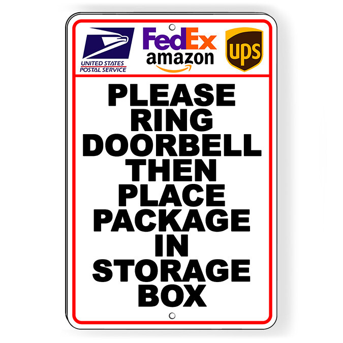 Ring Doorbell Then Deliver Packages To Storage Box Sign Or Decal 6 SIZES I260-image