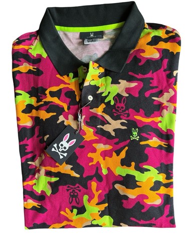Psycho Bunny Allen Camo Polo - buntes Wild Berry Camouflage, 2XLT, Big & Tall