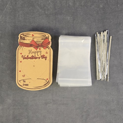 Juego de tarjetas de regalo de San Valentín Mason Jar con bolsas de dulces y corazón recortado - Juego de 15 - Imagen 4 de 4