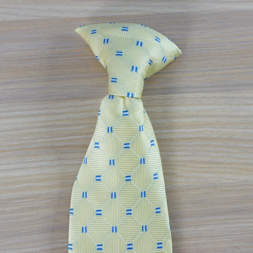 Corbata de cuello de diamante geométrica amarilla niño esmoquin boda fiesta preppy clip en GEORGE Foto 3 de 4