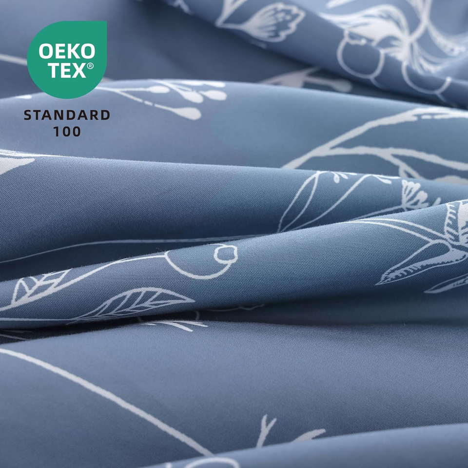 Duvet Cover Queen Size Infinity Blue Floral Duvet Cover with Zipper