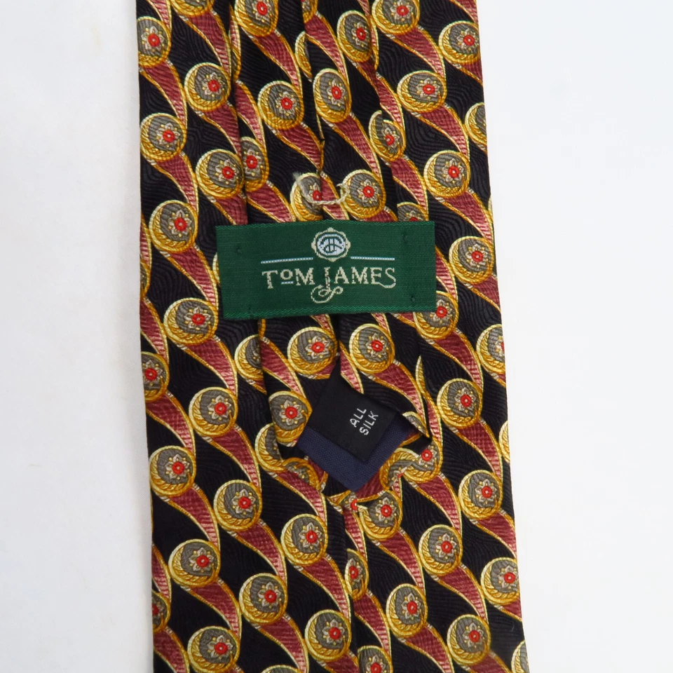 Corbata Tom James negra roja dorada abstracta geométrica para hombre 57x3,75 moderna Foto 3 de 4