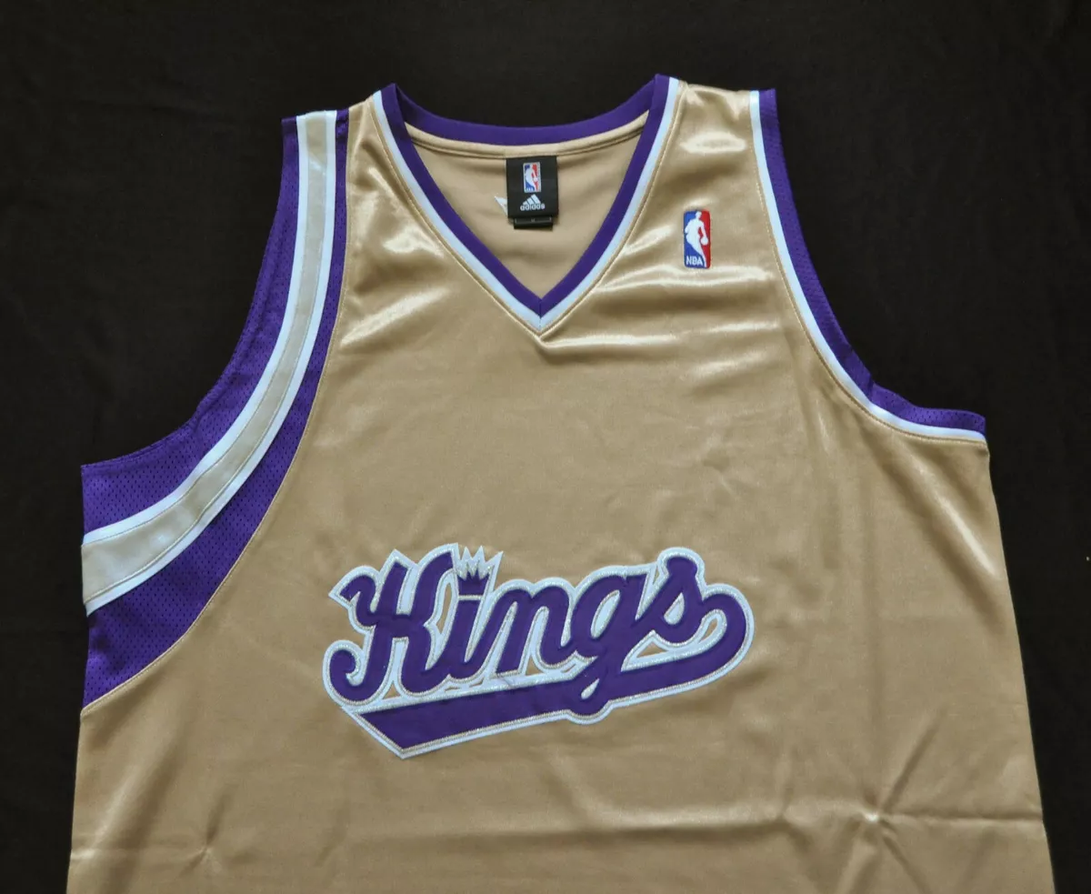 Rare VTG Reebok Gold Sacramento Kings Bibby Alternate NBA Jersey Mens Sz  Small