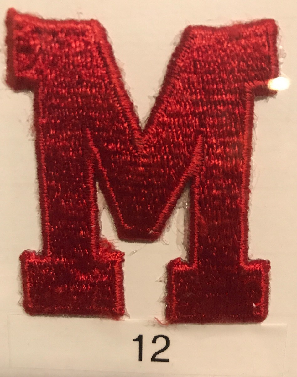 MIAMI OHIO REDHAWKS ~ VINTAGE NEW ~ Sewn Embroidered M Text Patch